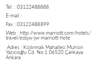 Jw Marriott Ankara Hotel iletiim bilgileri